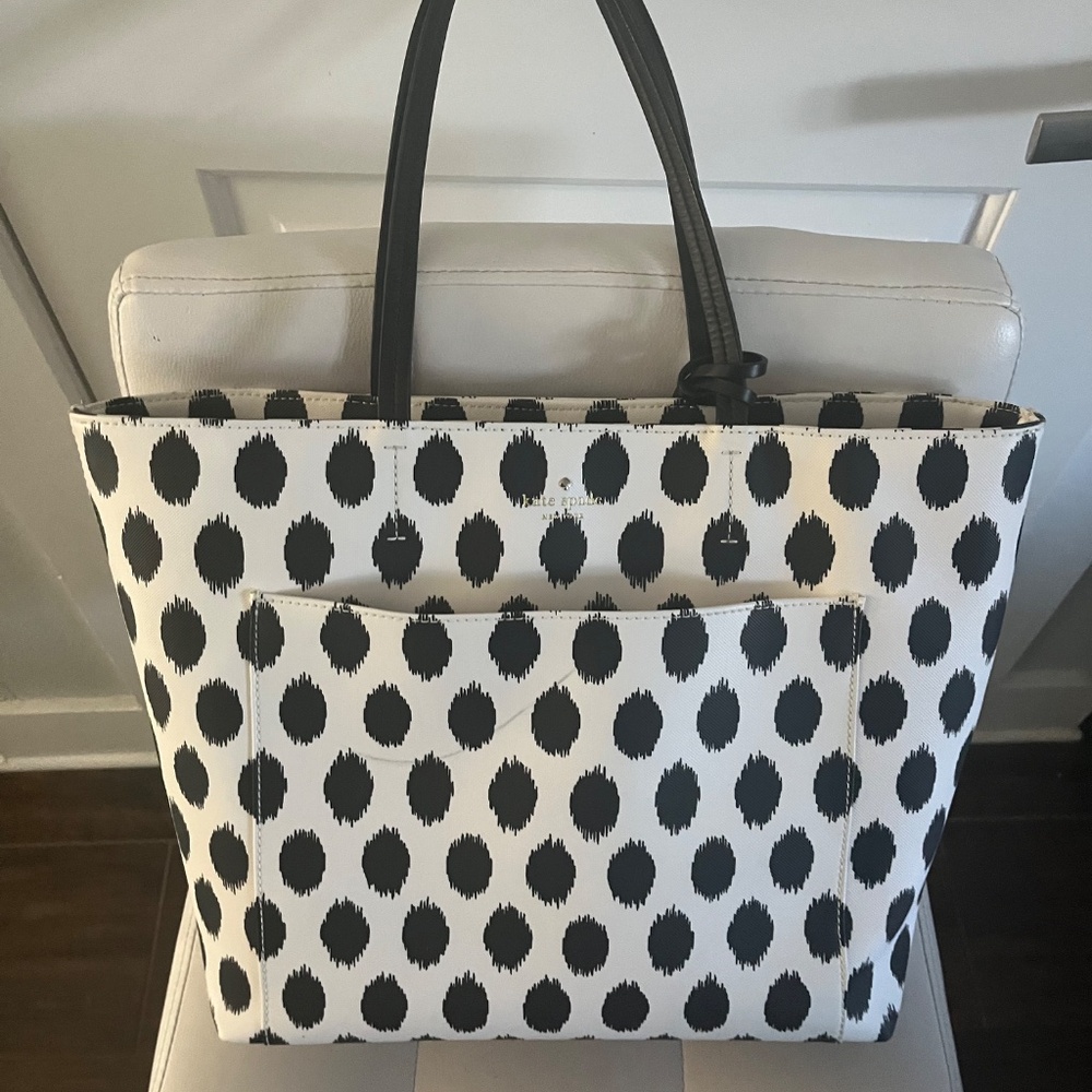 Kate Spade Black and White Ikat Riley Tote - Picture 13 of 14